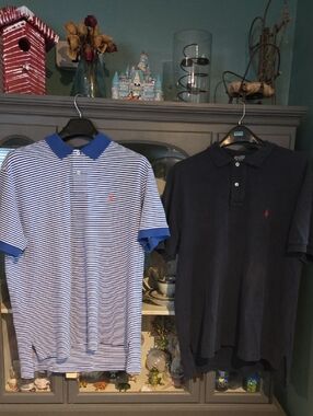 Ralph Lauren Blue & Navy Men's Polo Duo - Striped and Solid